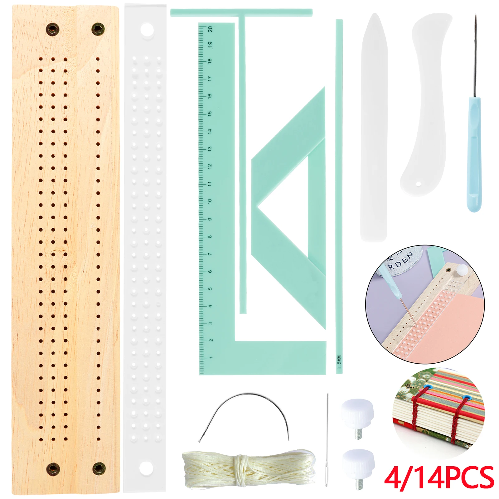 Art Craft Books - ชุดเครื่องมือทำสมุดภาพ 14/4 ชิ้น ชุดเข้าเล่มสมุด ชุดเริ่มต้นทำสมุดโน้ต DIY