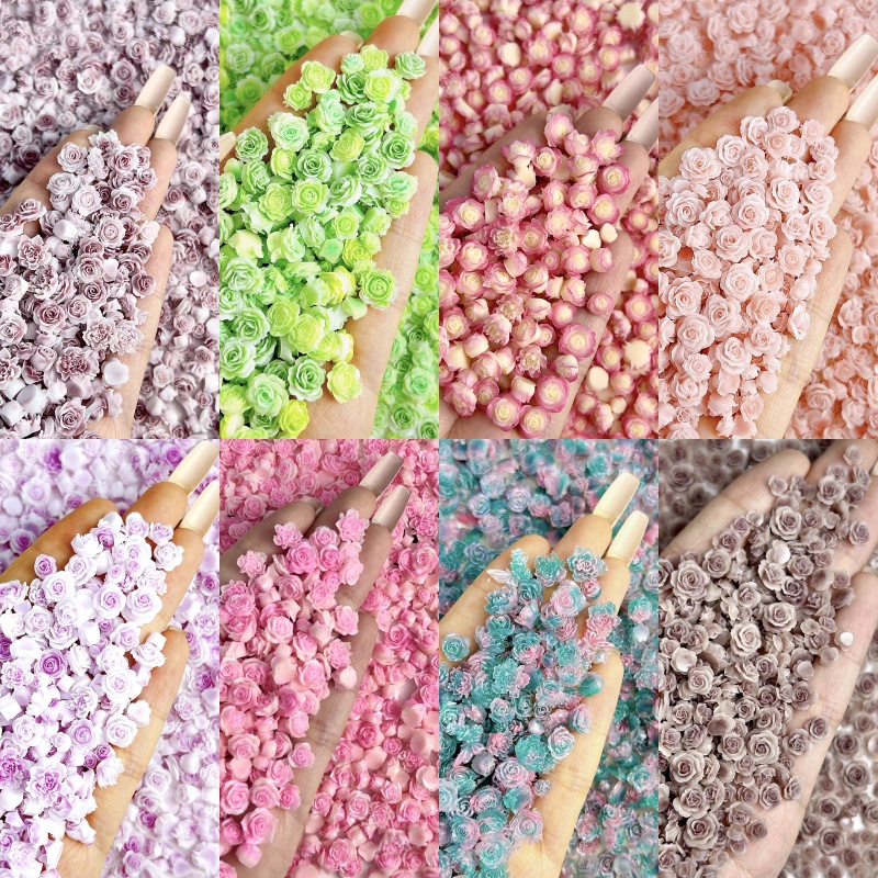 Art Craft Rose - 50pcs สุ่มผสมเรซิ่น Rose ดอกไม้เล็บ Charms DIY