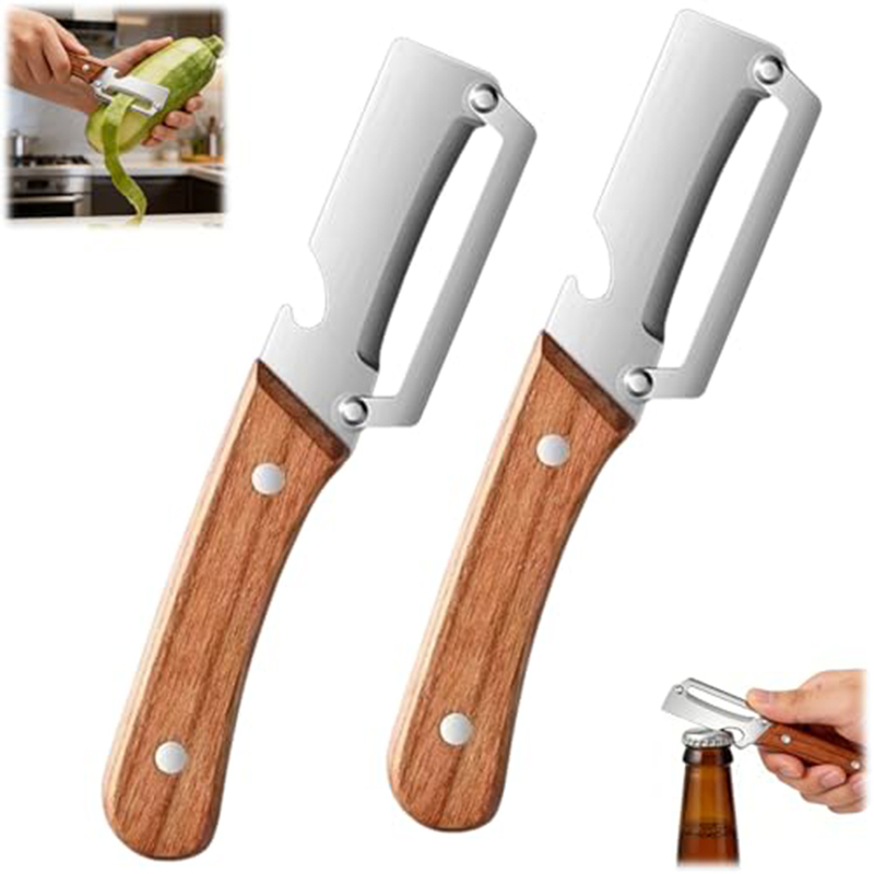 Art Craft Wood - ที่ปอกผักสแตนเลสพร้อมด้ามไม้ สำหรับปอกและหั่นผลไม้และผัก อุปกรณ์ครัว