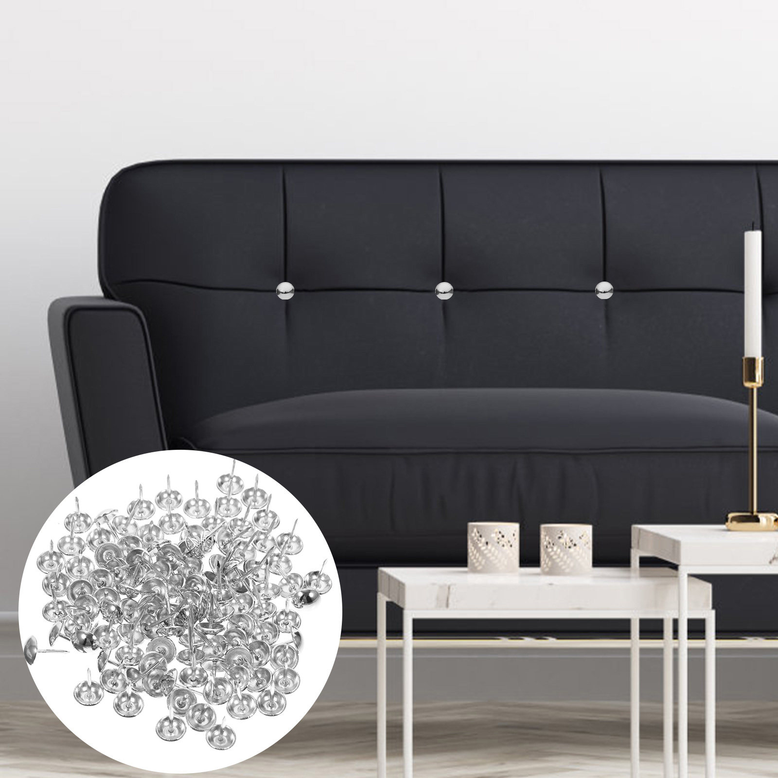 Art Craft Upholstery - หมุดติดผ้าหุ้มเบาะพื้นผิวเรียบ 100 ชิ้น หมุดเหล็กตกแต่งสำหรับงานบูรณะเฟอร์นิเจอร์ งานศิลปะติดผนัง งานฝีมือ