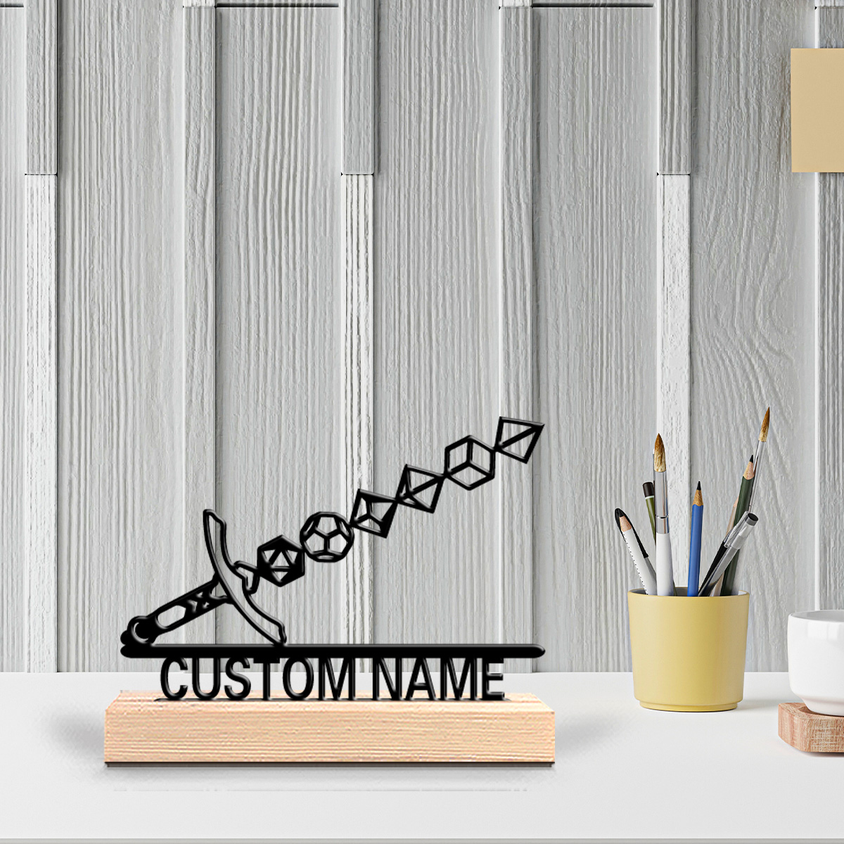 Art Craft Wood - รูปปั้นดาบนามธรรม 1 ชิ้น ปรับแต่งข้อความได้ งานโลหะประดับตกแต่ง งานฝีมือศิลปะ