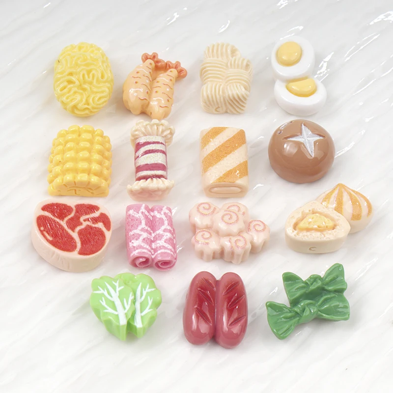 Art And Craft Vegetable - ชุดตกแต่งเล็บเรซิ่นรูปการ์ตูนผักขนาดเล็ก 30/300 ชิ้น ลายข้าวโพด เห็ดเอโนกิ และเนื้อสัตว์