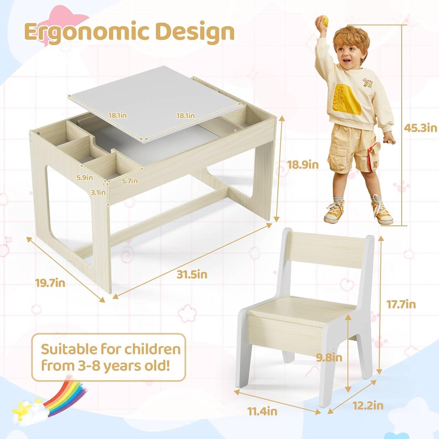 ชุดโต๊ะและเก้าอี้ศิลปะสำหรับเด - Art And Craft For Nursery บทวิจารณ์และราคา