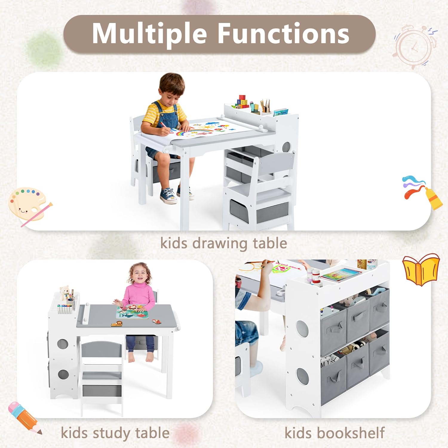 ชุดโต๊ะและเก้าอี้ศิลปะสำหรับเด - Art And Craft For Nursery บทวิจารณ์และราคา